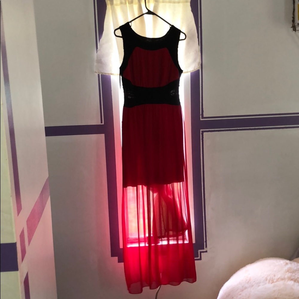 Red dress with side cuts